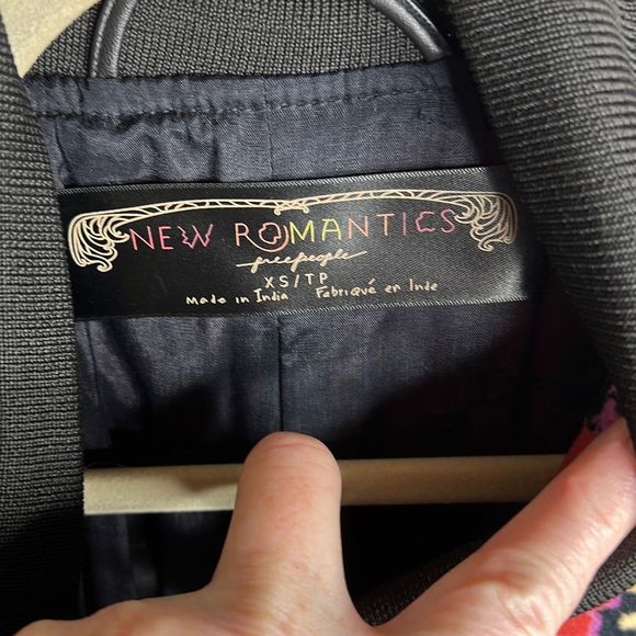 Free People New Romantics Just In Time Jacket Black Leather Floral Tapestry XS - Picture 3 of 6